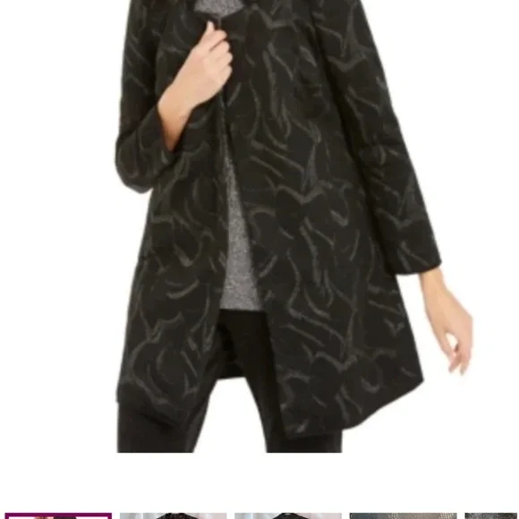Alfani Black Metallic Print Jaquard Topper Jacket - Size XL - Picture 4 of 8